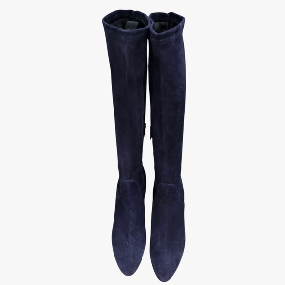 AQUATALIA Navy Blue Stretch Suede Tall Heeled Boots 10.5M - Picture 6 of 13